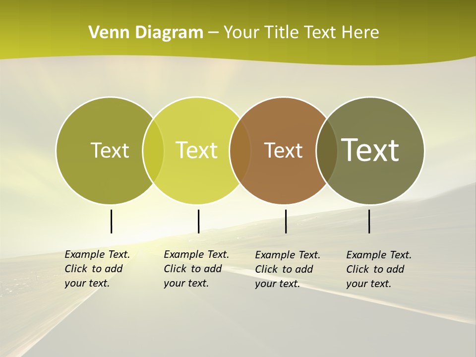 A Road With A Green And Yellow Background PowerPoint Template