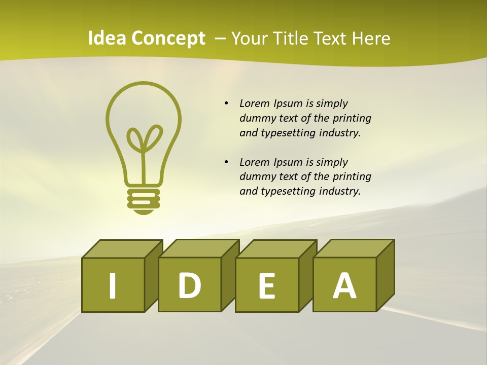 A Road With A Green And Yellow Background PowerPoint Template