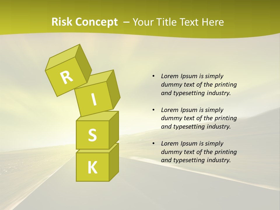 A Road With A Green And Yellow Background PowerPoint Template