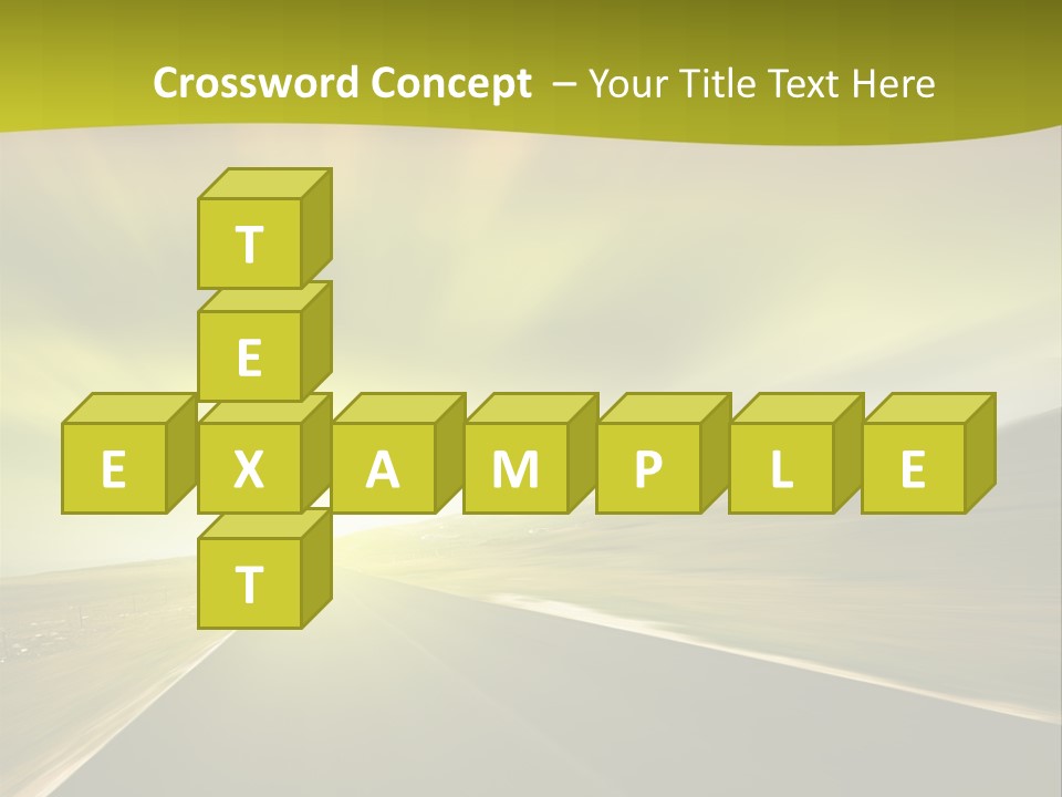 A Road With A Green And Yellow Background PowerPoint Template