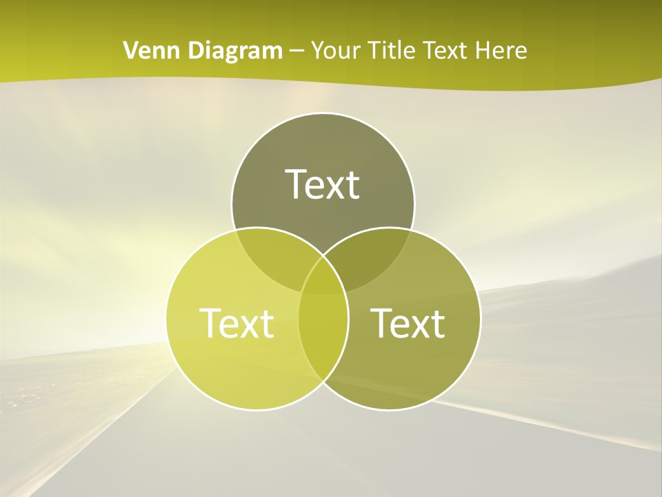 A Road With A Green And Yellow Background PowerPoint Template