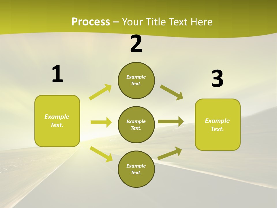 A Road With A Green And Yellow Background PowerPoint Template