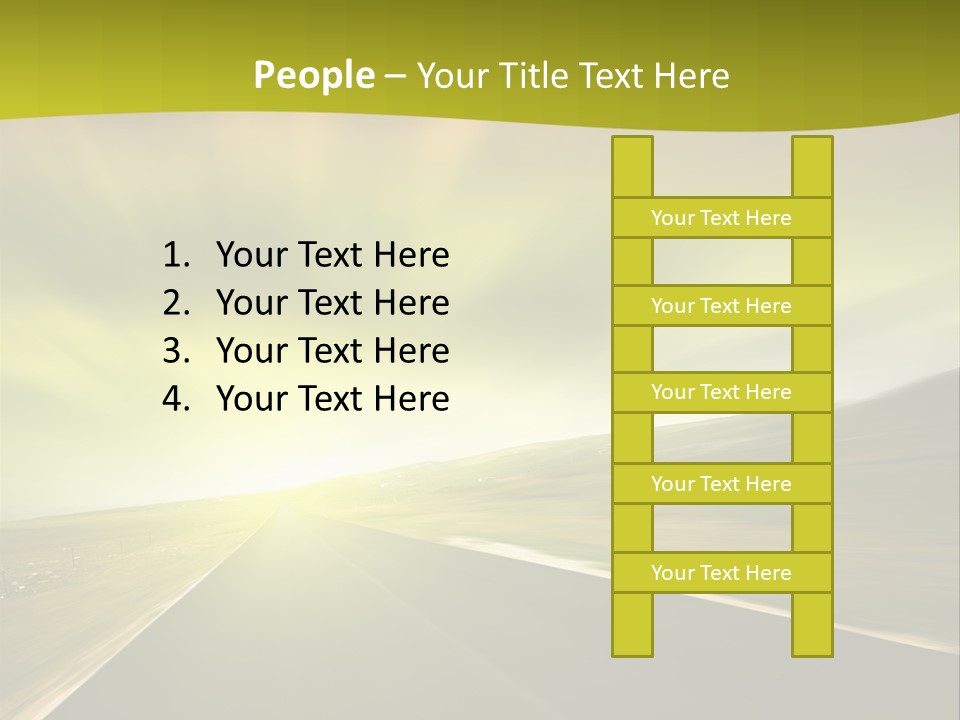 A Road With A Green And Yellow Background PowerPoint Template