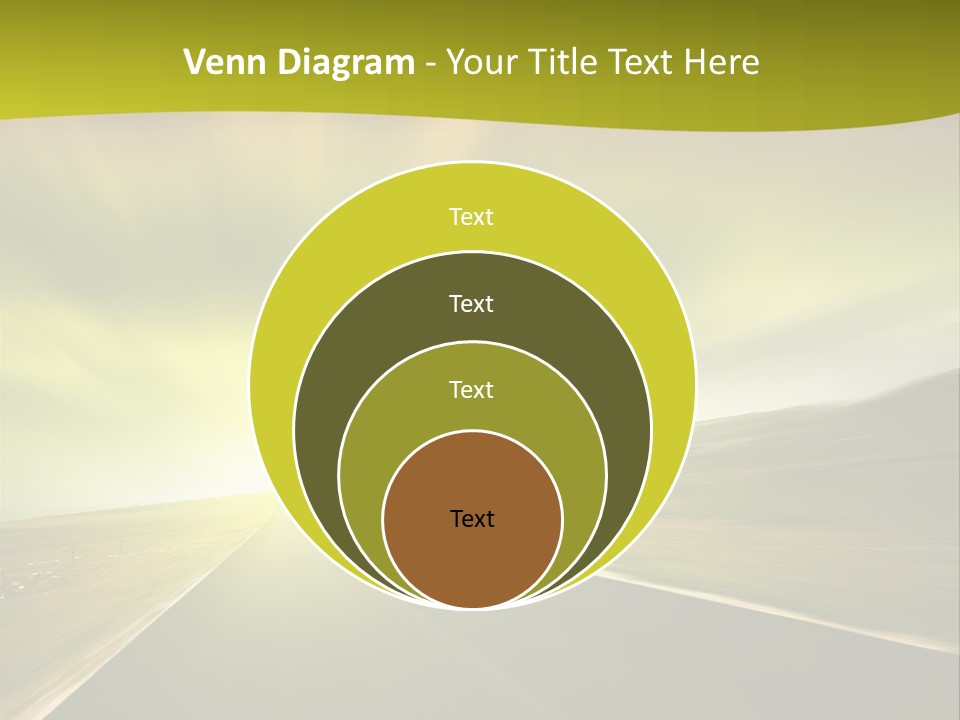 A Road With A Green And Yellow Background PowerPoint Template