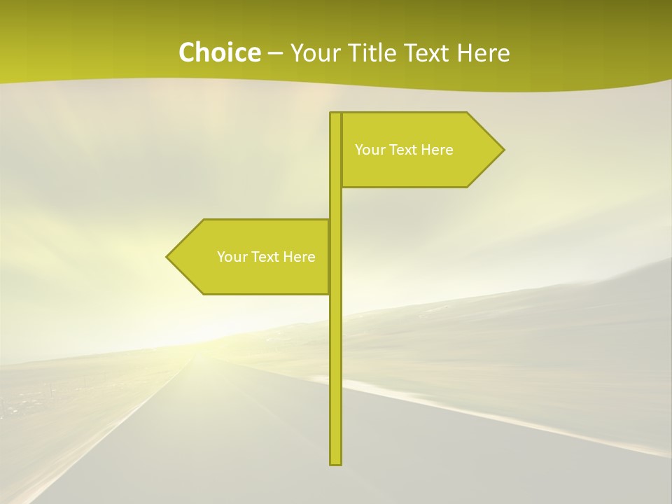 A Road With A Green And Yellow Background PowerPoint Template