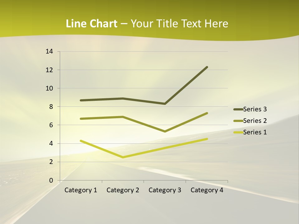 A Road With A Green And Yellow Background PowerPoint Template