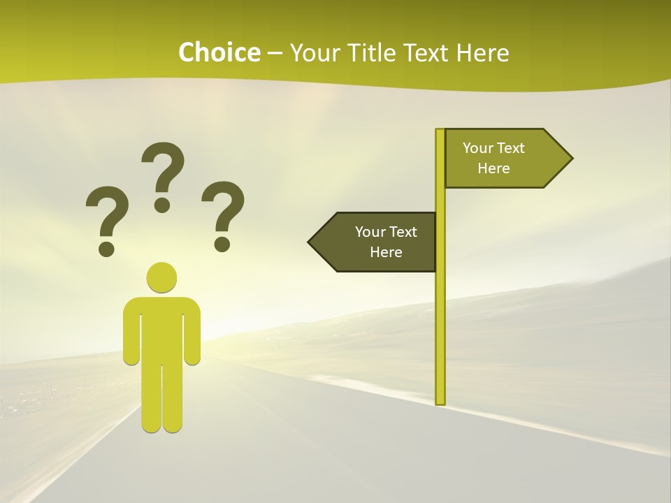 A Road With A Green And Yellow Background PowerPoint Template