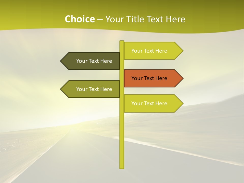 A Road With A Green And Yellow Background PowerPoint Template