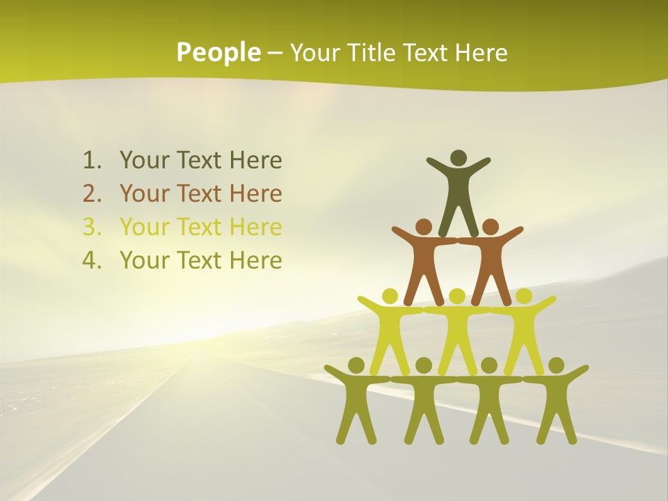 A Road With A Green And Yellow Background PowerPoint Template