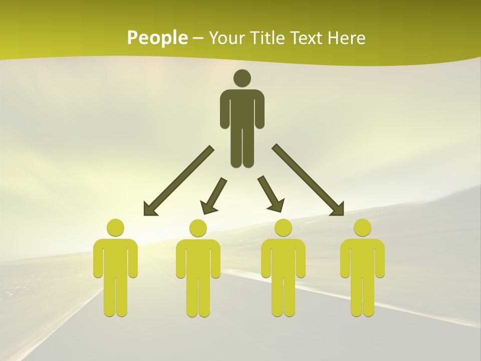 A Road With A Green And Yellow Background PowerPoint Template