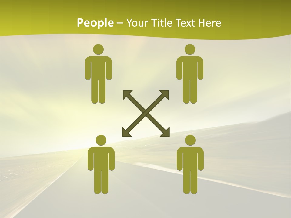 A Road With A Green And Yellow Background PowerPoint Template