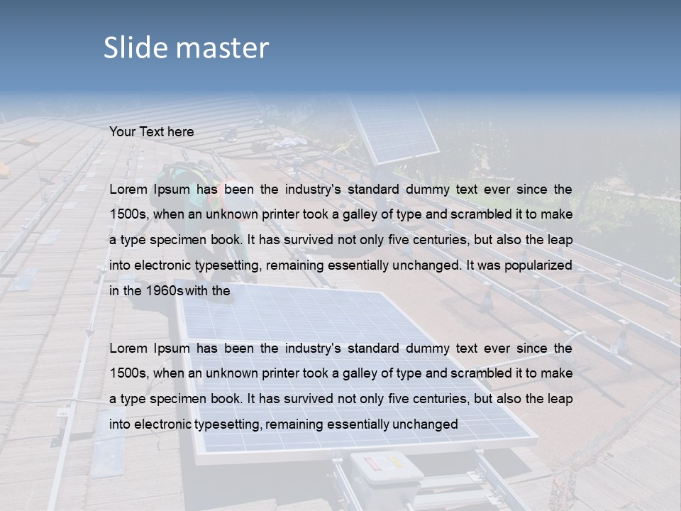 A Man Working On A Roof With Solar Panels PowerPoint Template