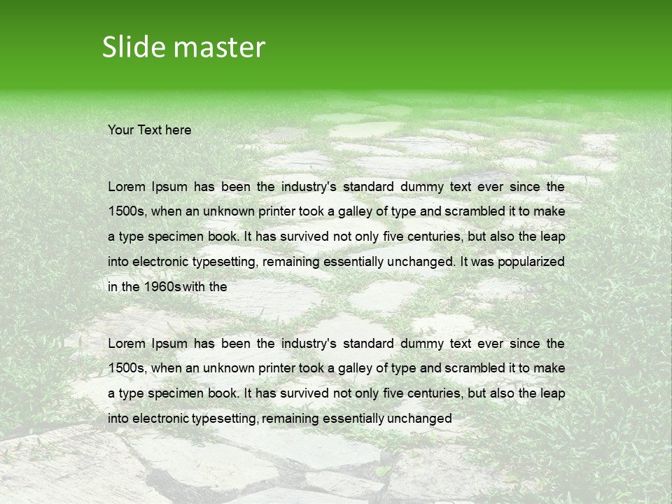 A Stone Path In The Middle Of A Grassy Field PowerPoint Template