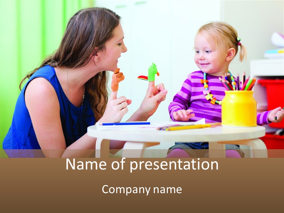 A Woman And A Child Sitting At A Table Eating Food PowerPoint Template