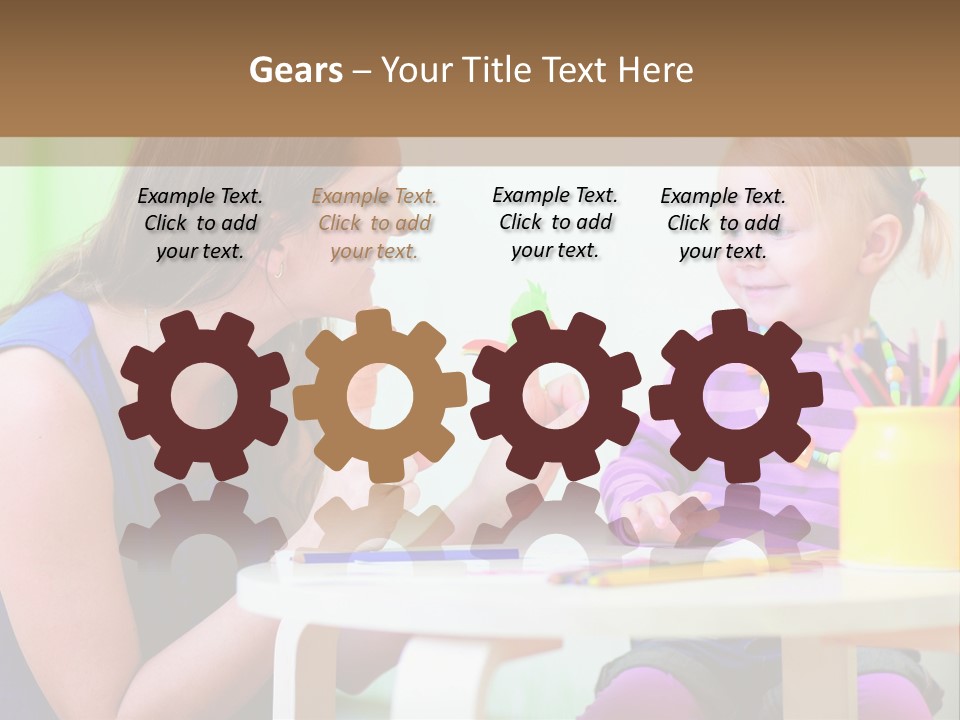 A Woman And A Child Sitting At A Table Eating Food PowerPoint Template