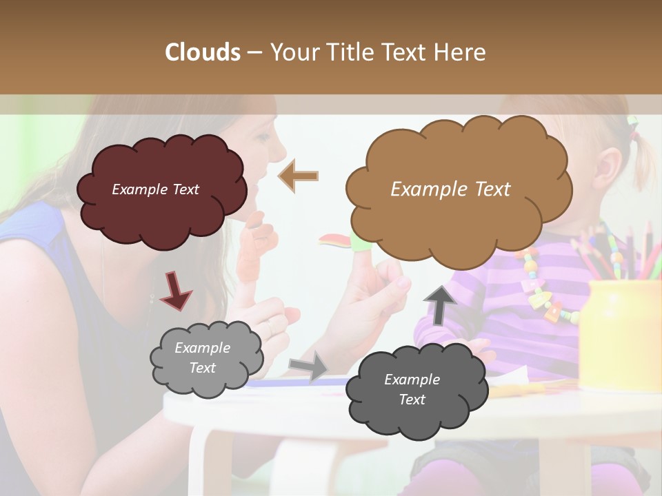 A Woman And A Child Sitting At A Table Eating Food PowerPoint Template