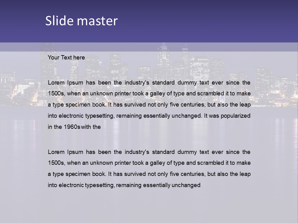 A City At Night With The Lights On Is Reflected In The Water PowerPoint Template