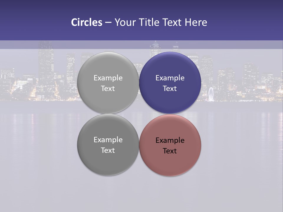 A City At Night With The Lights On Is Reflected In The Water PowerPoint Template