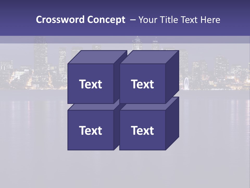 A City At Night With The Lights On Is Reflected In The Water PowerPoint Template