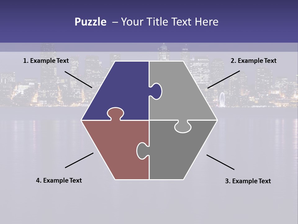 A City At Night With The Lights On Is Reflected In The Water PowerPoint Template