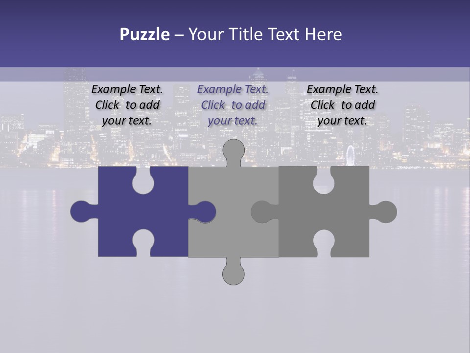 A City At Night With The Lights On Is Reflected In The Water PowerPoint Template