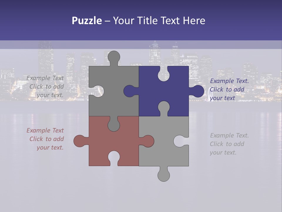 A City At Night With The Lights On Is Reflected In The Water PowerPoint Template