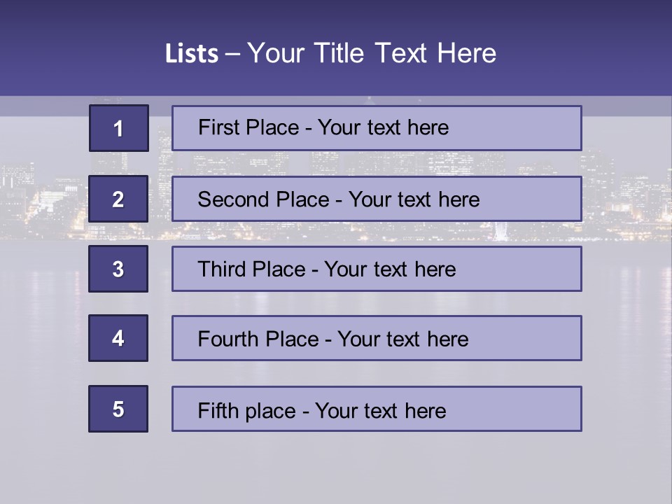 A City At Night With The Lights On Is Reflected In The Water PowerPoint Template