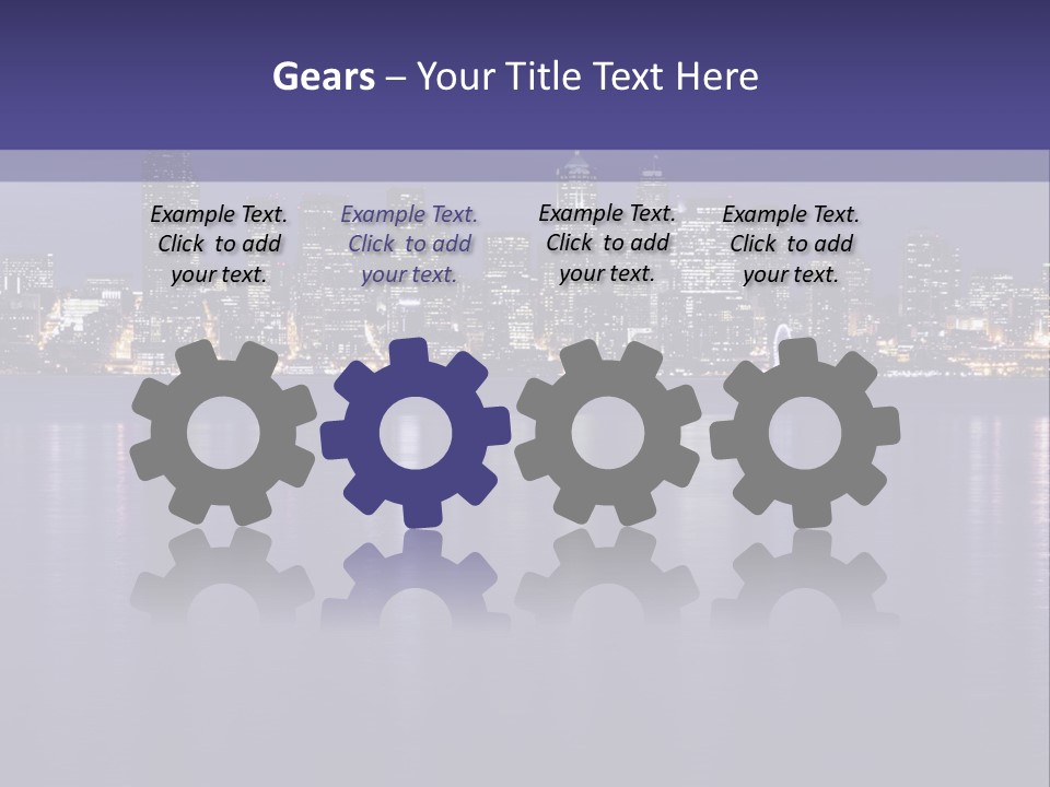 A City At Night With The Lights On Is Reflected In The Water PowerPoint Template