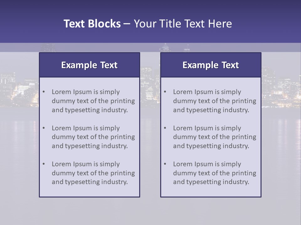 A City At Night With The Lights On Is Reflected In The Water PowerPoint Template