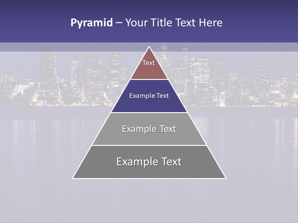 A City At Night With The Lights On Is Reflected In The Water PowerPoint Template