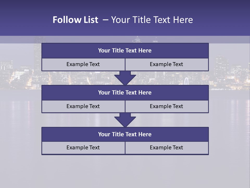 A City At Night With The Lights On Is Reflected In The Water PowerPoint Template