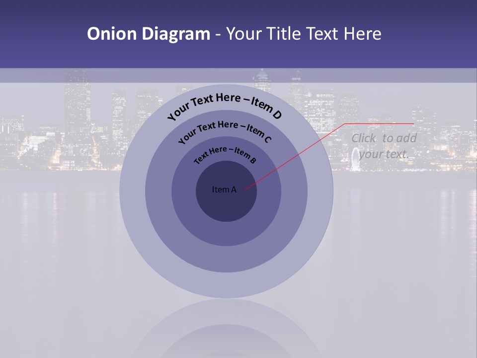 A City At Night With The Lights On Is Reflected In The Water PowerPoint Template