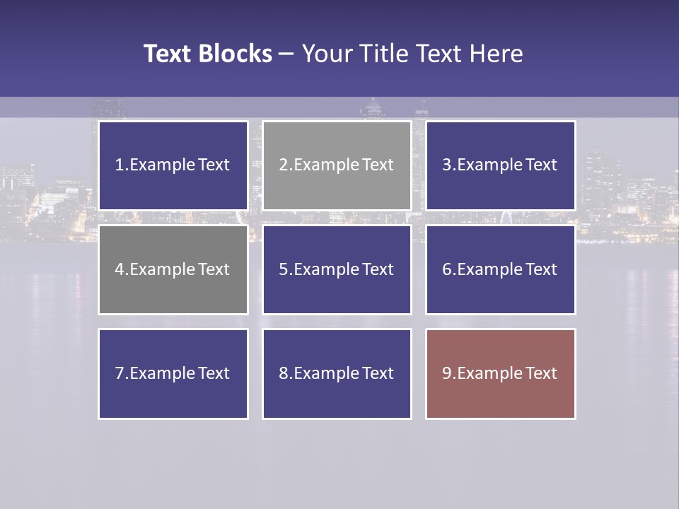 A City At Night With The Lights On Is Reflected In The Water PowerPoint Template