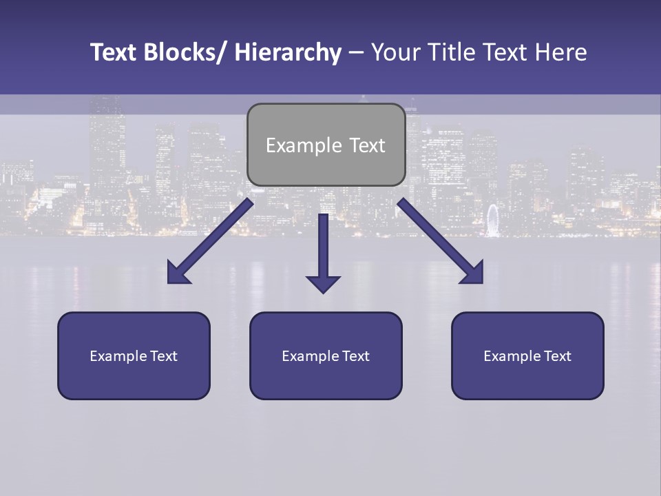 A City At Night With The Lights On Is Reflected In The Water PowerPoint Template