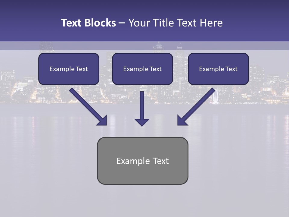 A City At Night With The Lights On Is Reflected In The Water PowerPoint Template