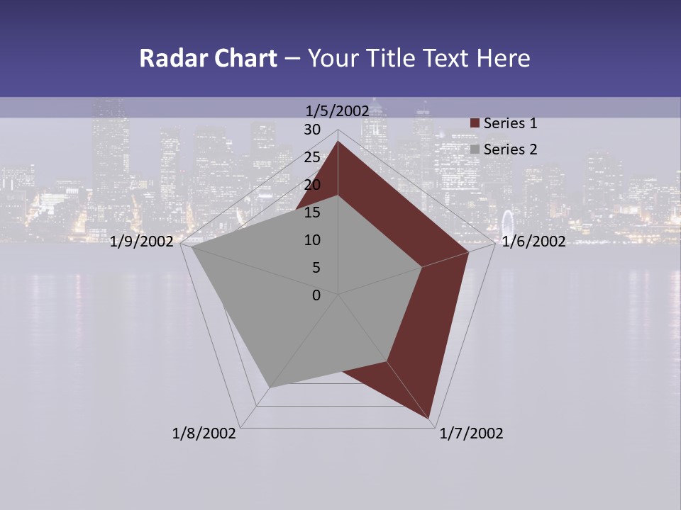 A City At Night With The Lights On Is Reflected In The Water PowerPoint Template
