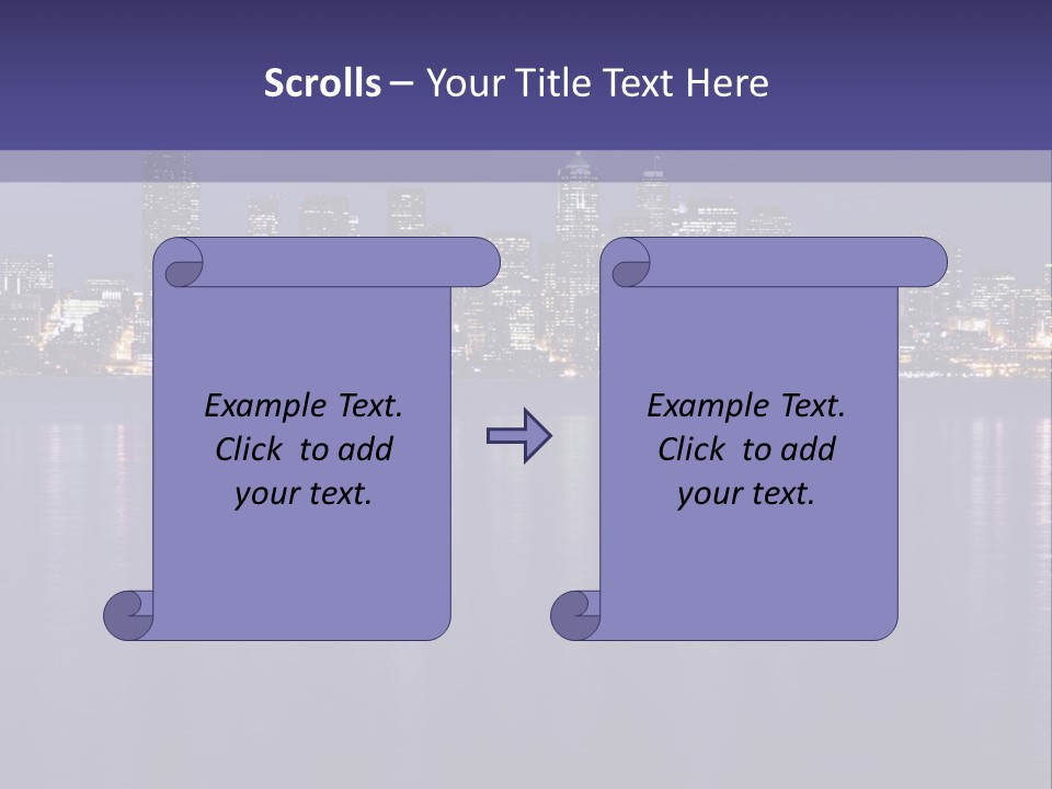 A City At Night With The Lights On Is Reflected In The Water PowerPoint Template