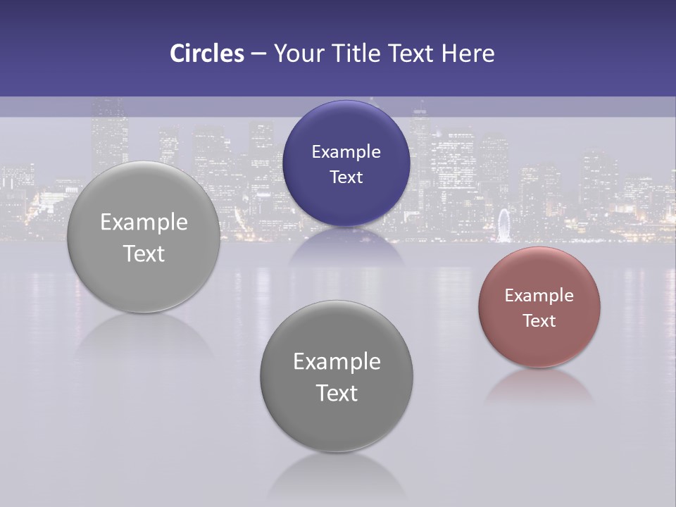 A City At Night With The Lights On Is Reflected In The Water PowerPoint Template