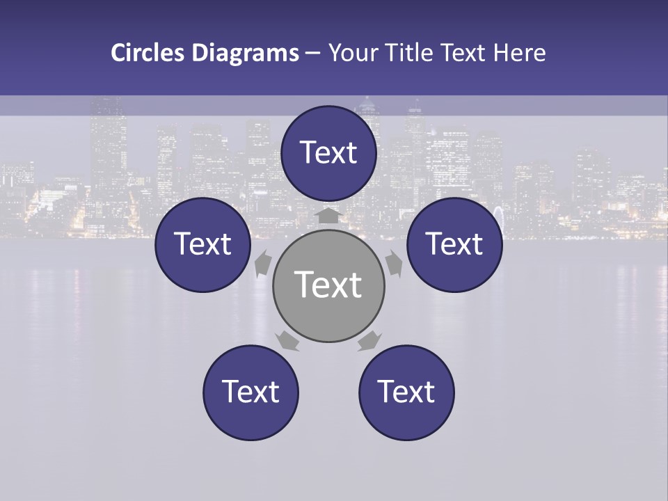 A City At Night With The Lights On Is Reflected In The Water PowerPoint Template