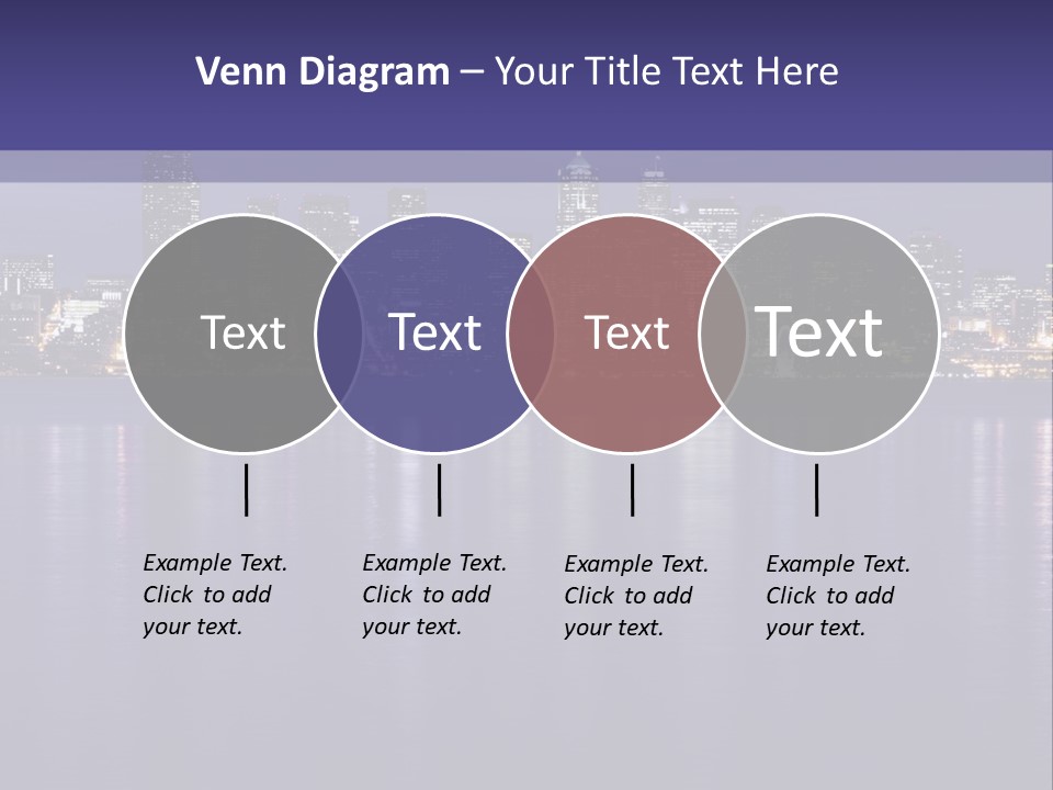 A City At Night With The Lights On Is Reflected In The Water PowerPoint Template