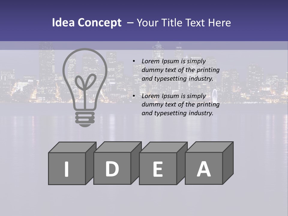 A City At Night With The Lights On Is Reflected In The Water PowerPoint Template