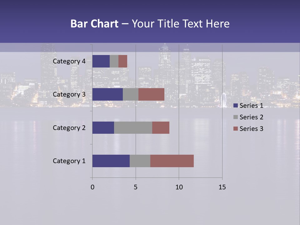 A City At Night With The Lights On Is Reflected In The Water PowerPoint Template