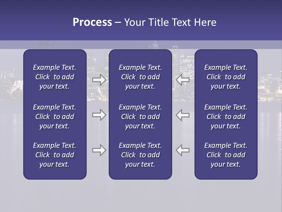 A City At Night With The Lights On Is Reflected In The Water PowerPoint Template