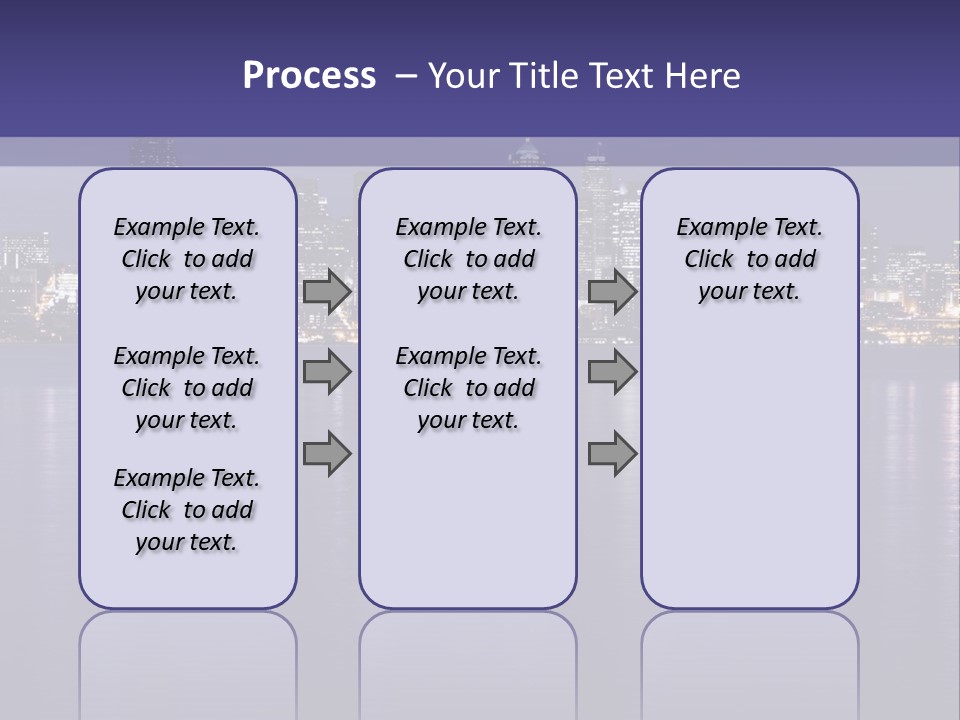 A City At Night With The Lights On Is Reflected In The Water PowerPoint Template