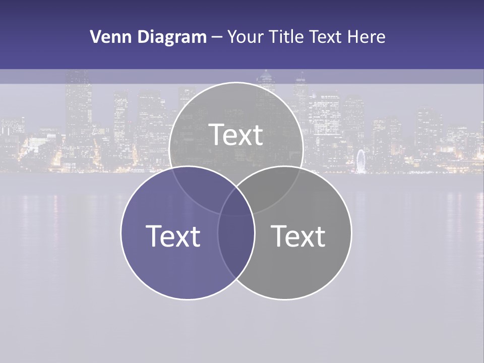 A City At Night With The Lights On Is Reflected In The Water PowerPoint Template