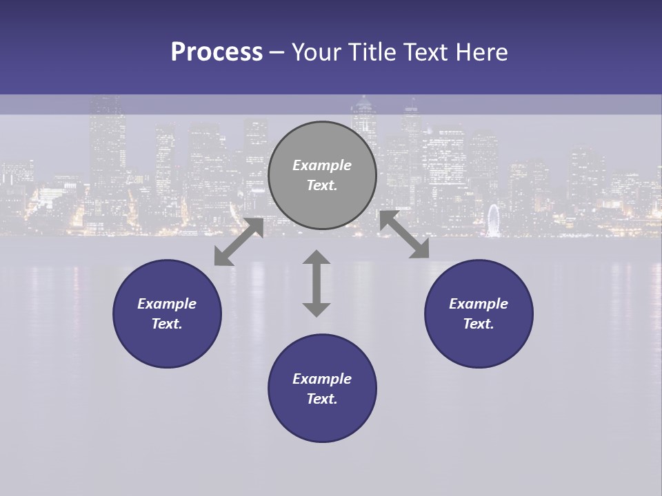 A City At Night With The Lights On Is Reflected In The Water PowerPoint Template