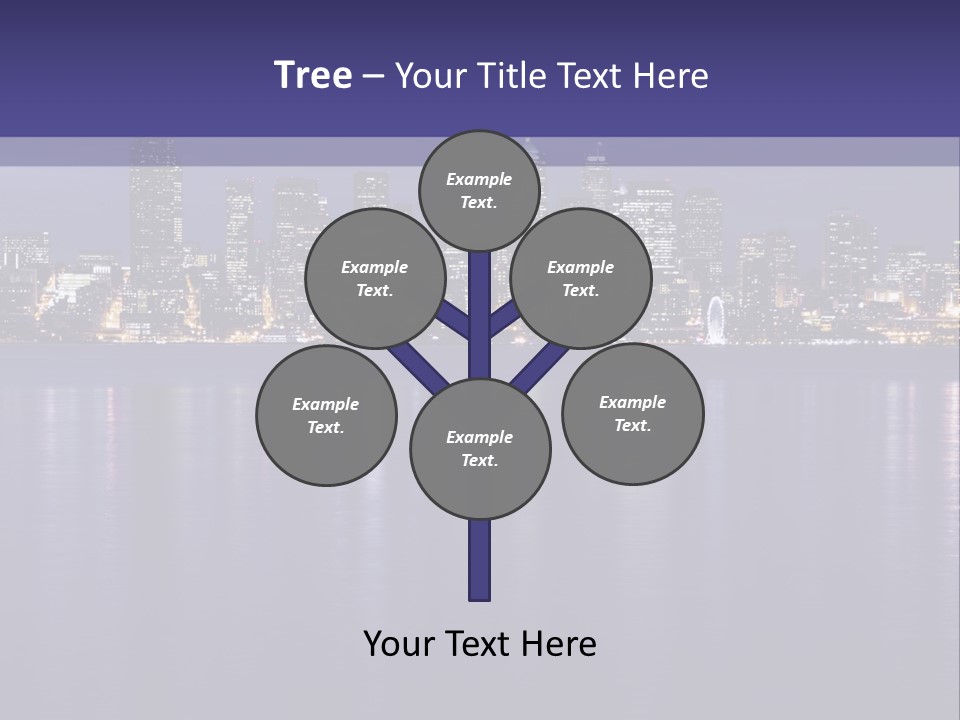 A City At Night With The Lights On Is Reflected In The Water PowerPoint Template