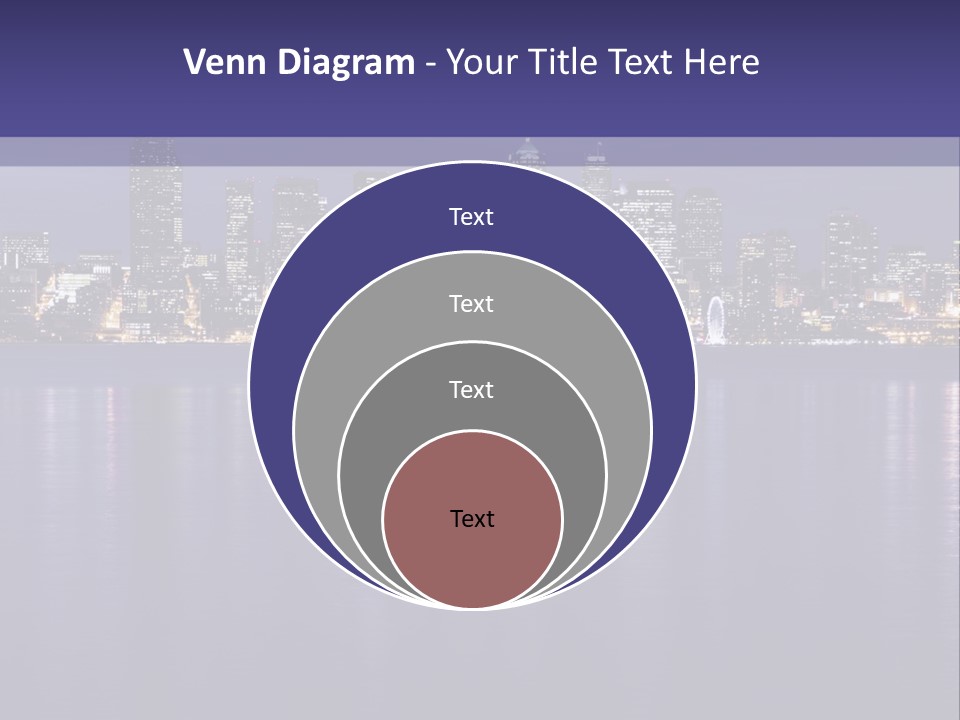 A City At Night With The Lights On Is Reflected In The Water PowerPoint Template