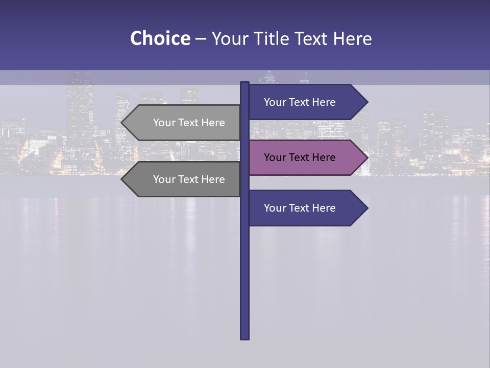 A City At Night With The Lights On Is Reflected In The Water PowerPoint Template