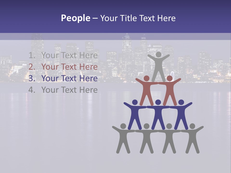 A City At Night With The Lights On Is Reflected In The Water PowerPoint Template